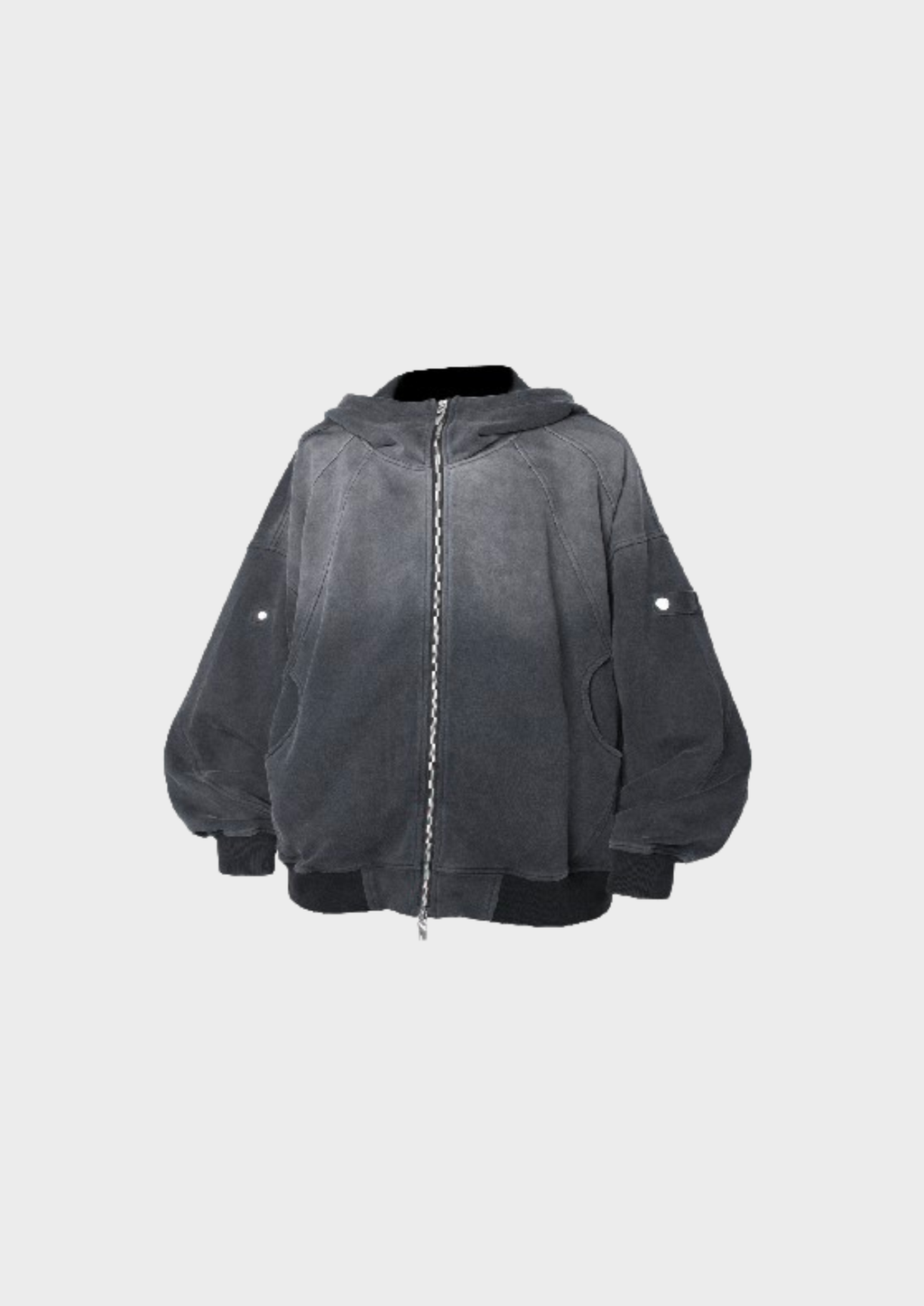 Veste oversize unisexe grise en effet velours avec capuche