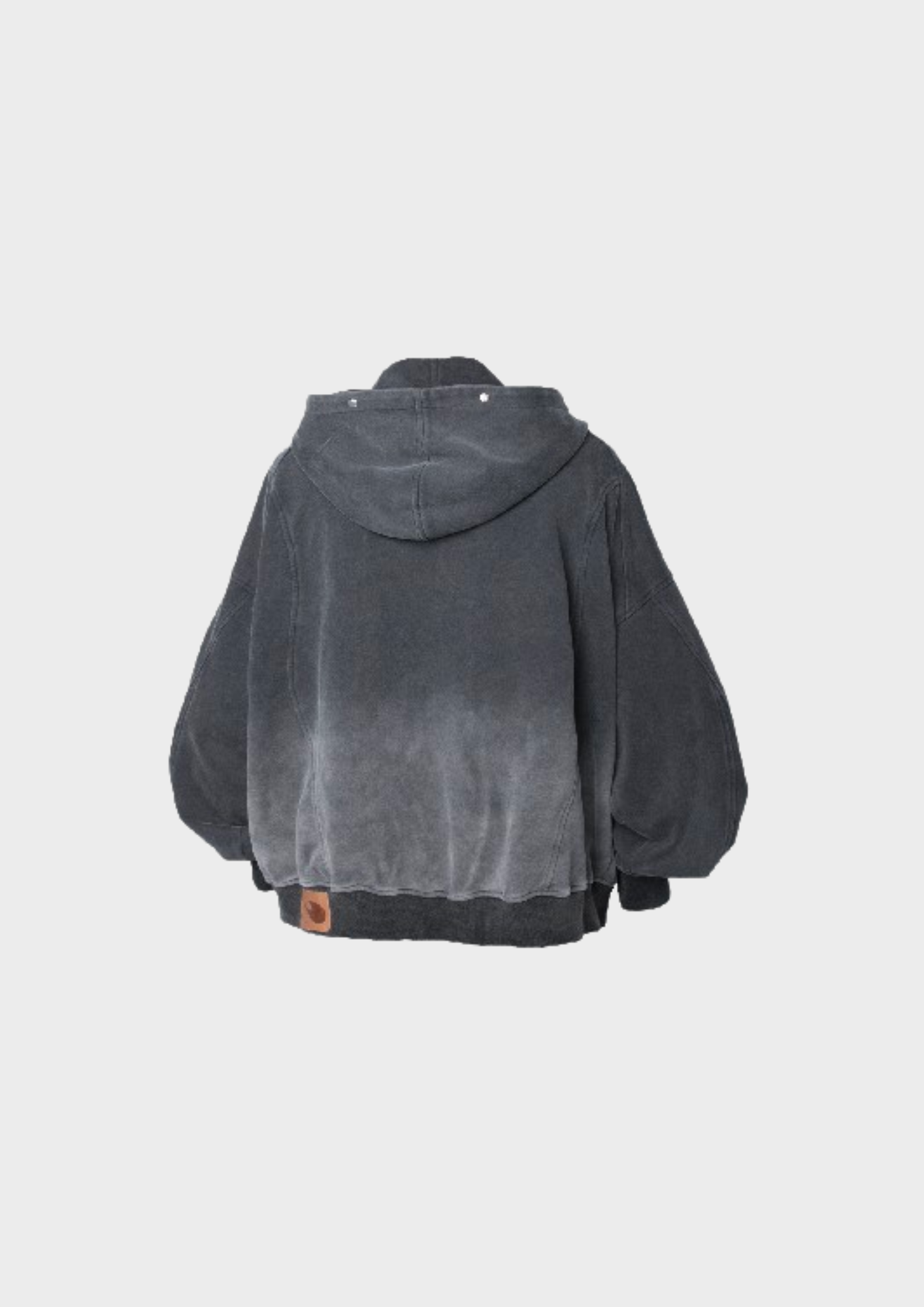 Vue arrière de la veste oversize grise effet velours unisexe