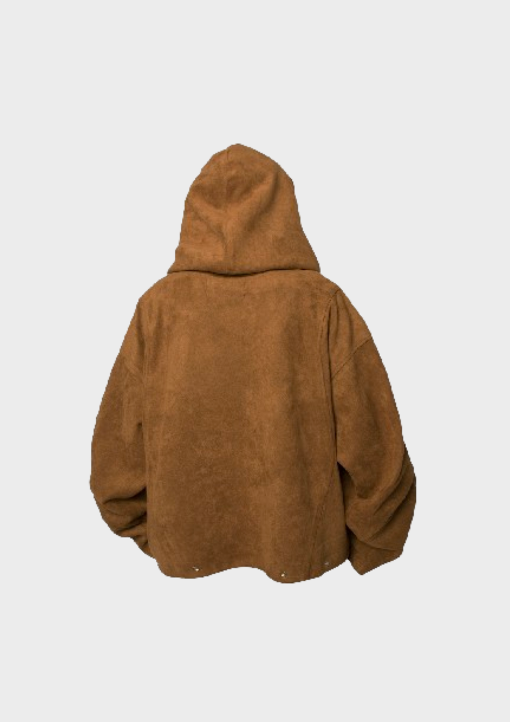 Veste caramel oversize à capuche, vue de dos