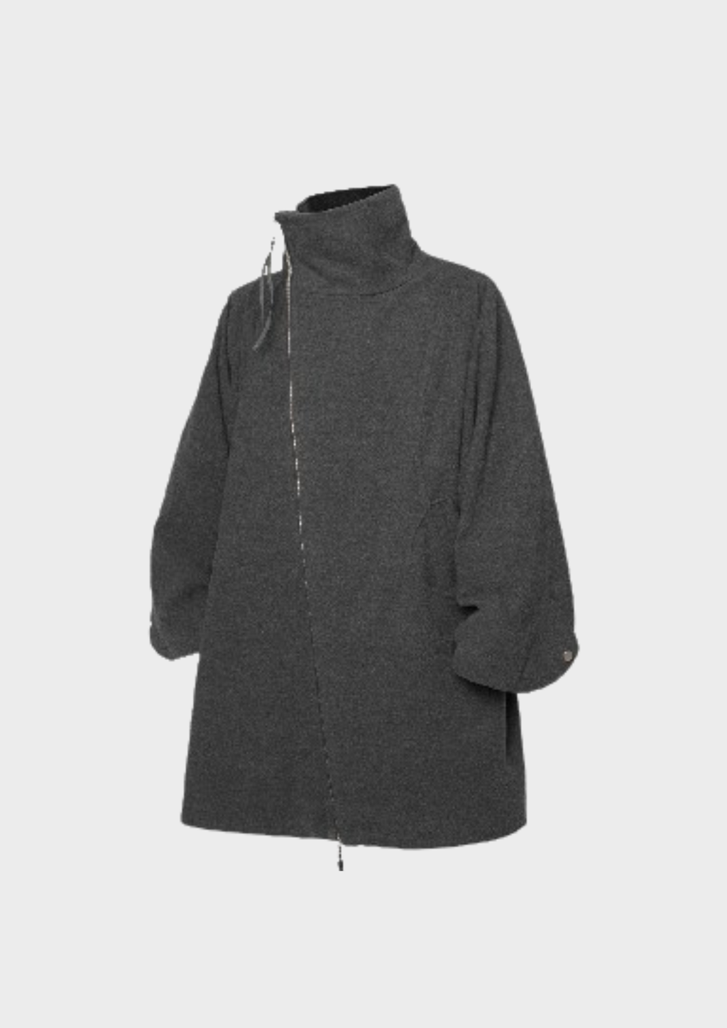 Manteau oversize gris anthracite à col montant – vue de face