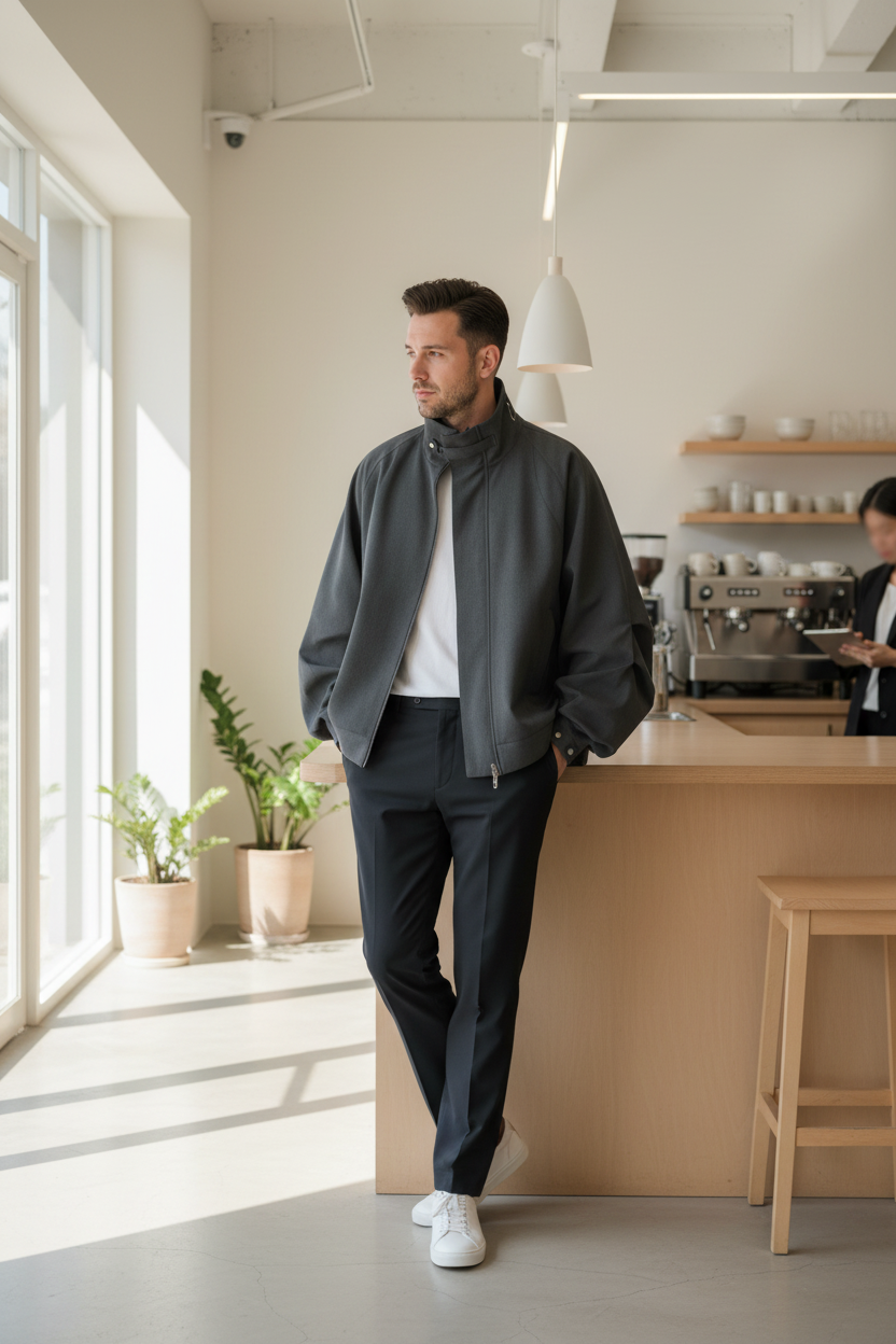 Veste RELABEL gris foncé oversize à col montant zippé
