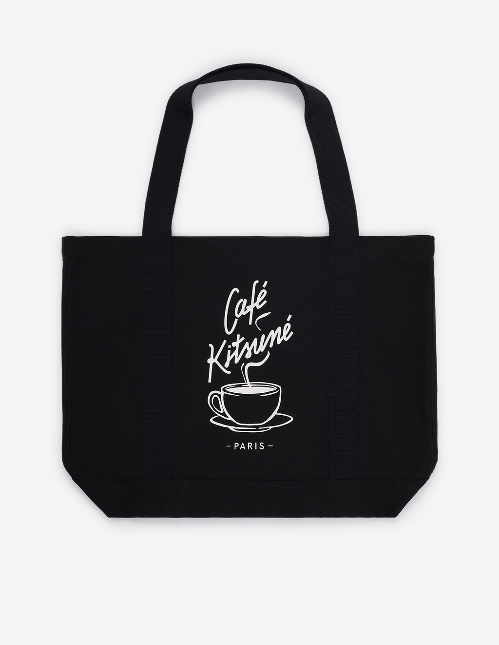Tote bag Café Kitsuné noir en toile avec logo Café Kitsuné Paris, vue de face