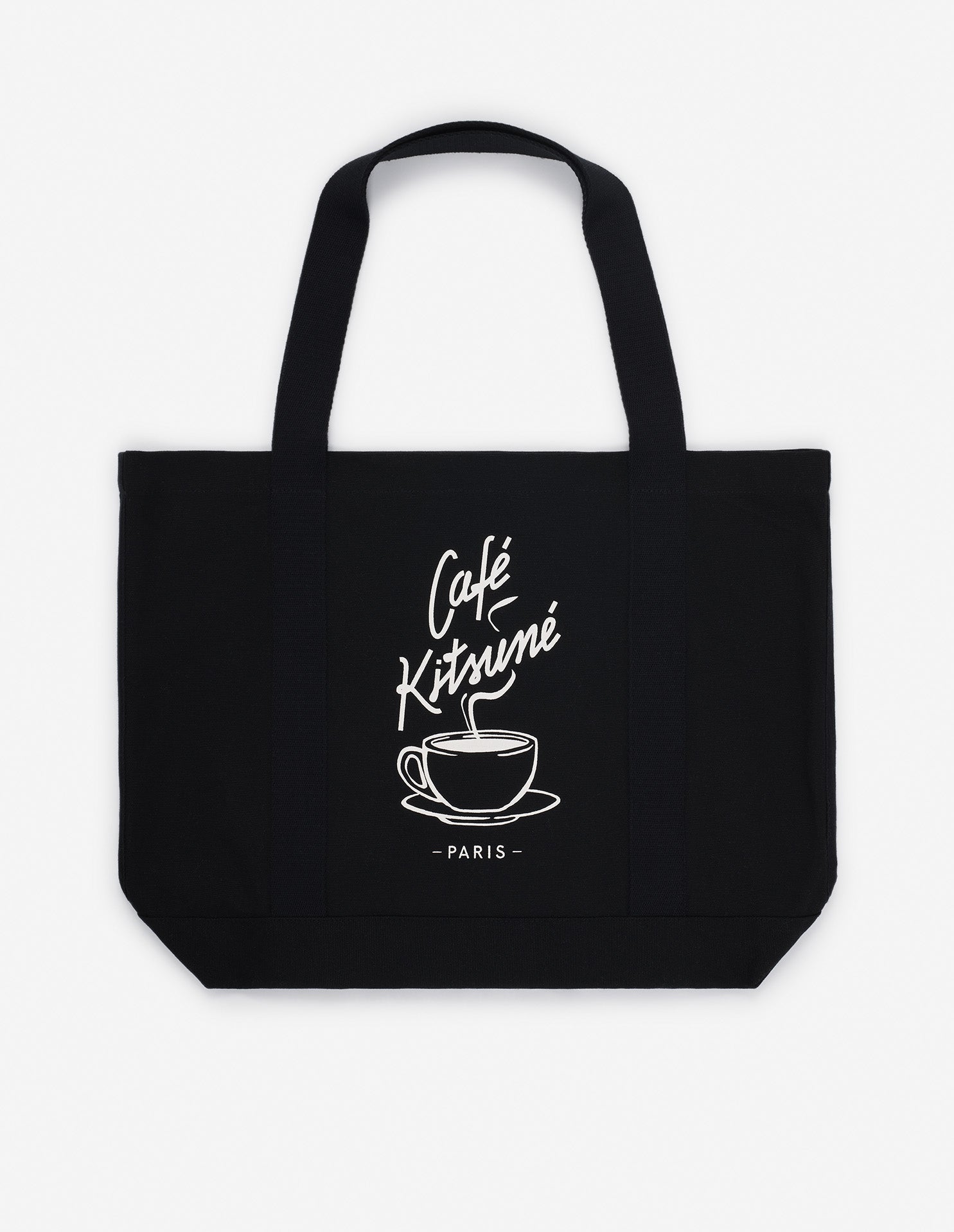 Tote bag Café Kitsuné noir en toile avec logo Café Kitsuné Paris, vue de face
