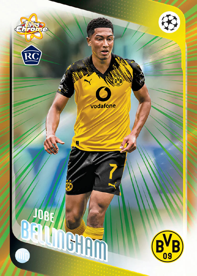 Carte à collectionner Chrome Topps UEFA Club Competitions 2025-26, Jobe Bellingham carte rookie RC
