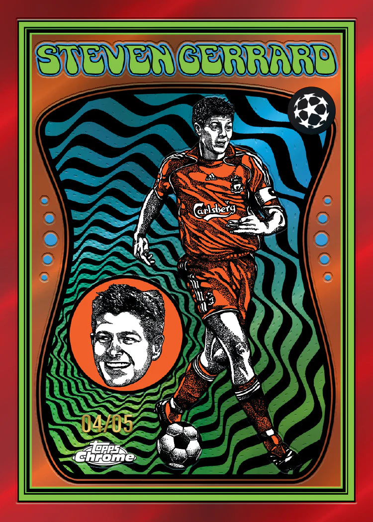 Carte à collectionner Chrome Topps UEFA Club Competitions 2025-26, Steven Gerrard légende insert numéroté 04/05