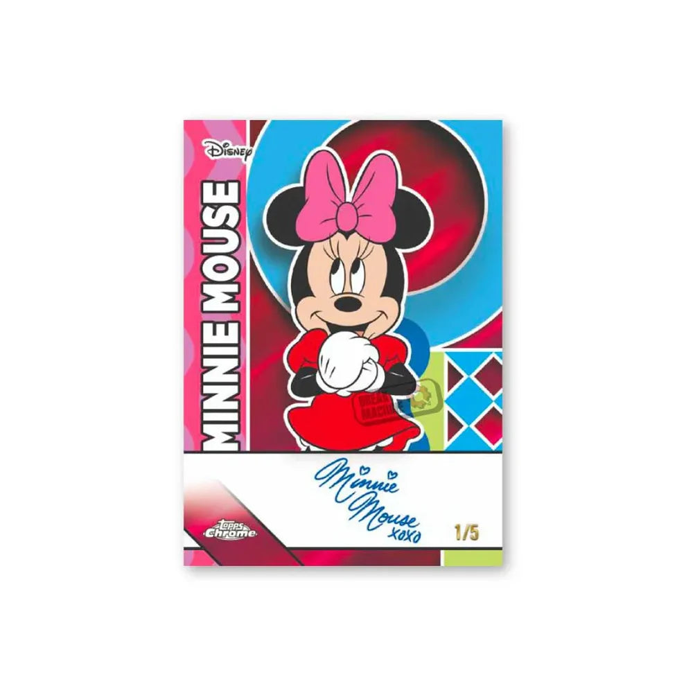 Carte Chrome autographe Topps Disney Minnie Mouse 2026, autographe 1 sur 5