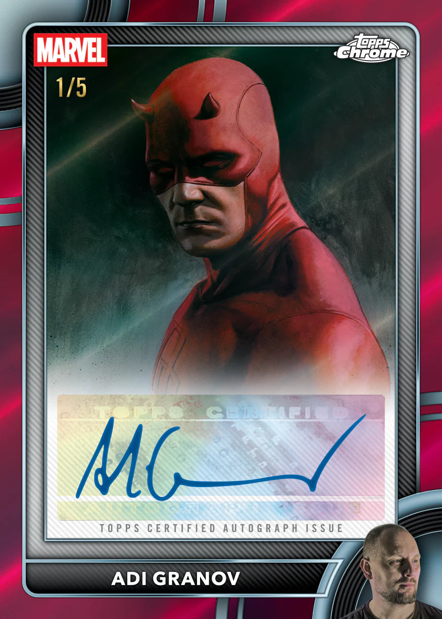 Carte Chrome autographe Topps Marvel Daredevil 2026, autographe Adi Granov 1 sur 5
