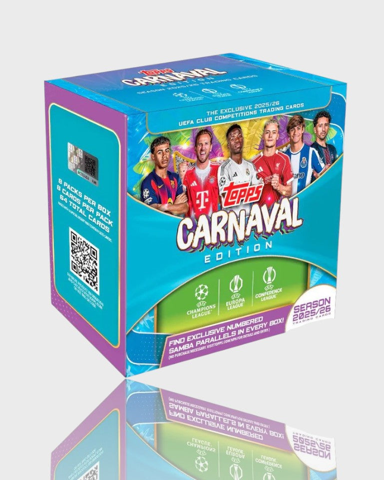 Boîte Topps UEFA Club Competitions Carnaval 2025-26 Hobby Box, vue de face