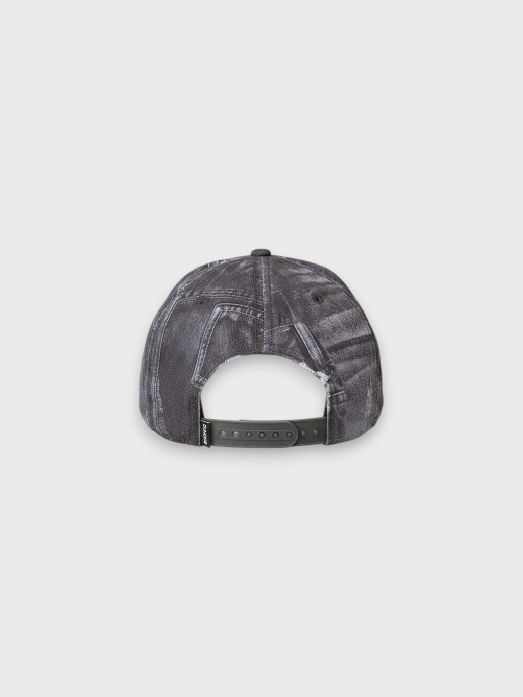 Casquette baseball eeee Artmonster denim patchwork gris anthracite washed avec sangle ajustable dos, vue de dos
