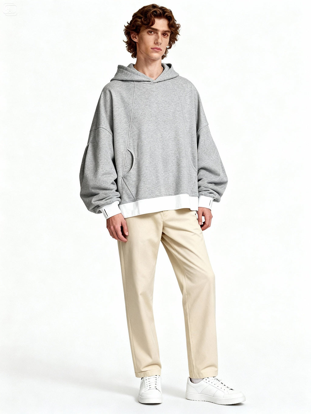 Mannequin homme en sweat oversize gris unisexe avec coupe ample