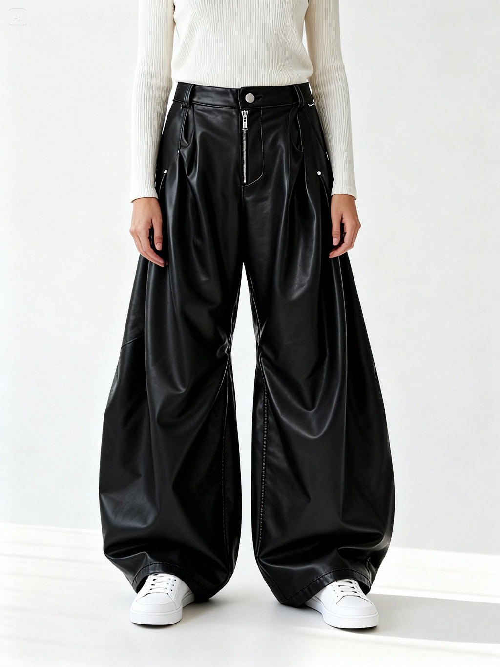 Mannequin femme portant une veste bleu nuit oversize avec détails en fausse fourrure