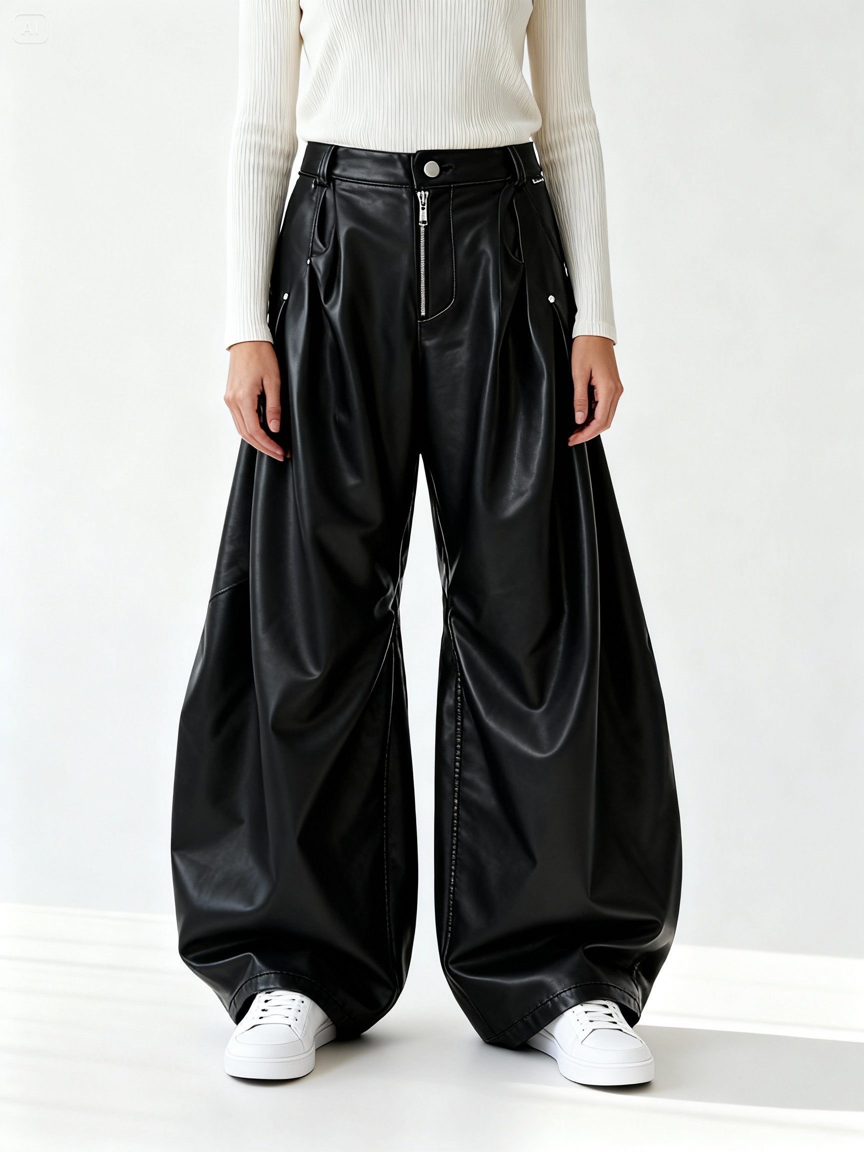 Mannequin femme portant une veste bleu nuit oversize avec détails en fausse fourrure