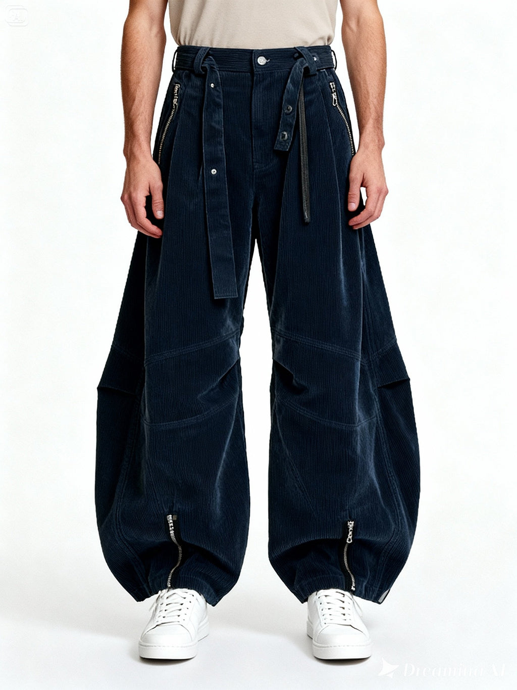 Pantalon conceptuel RELABEL porté, silhouette contemporaine