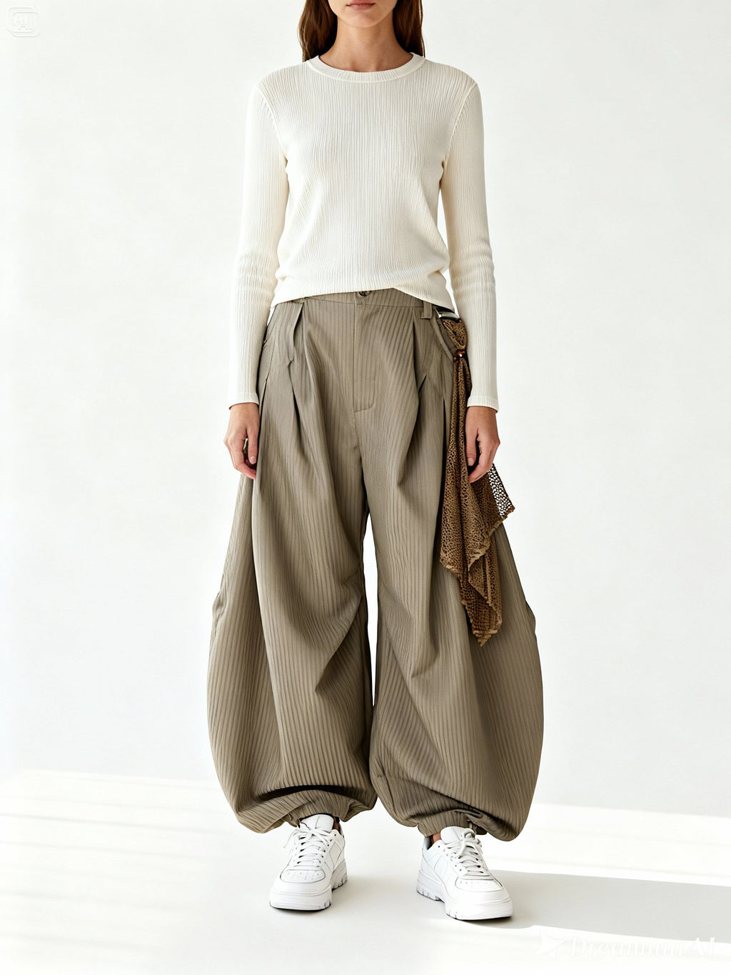 Pantalon large RELABEL porté, silhouette unisexe