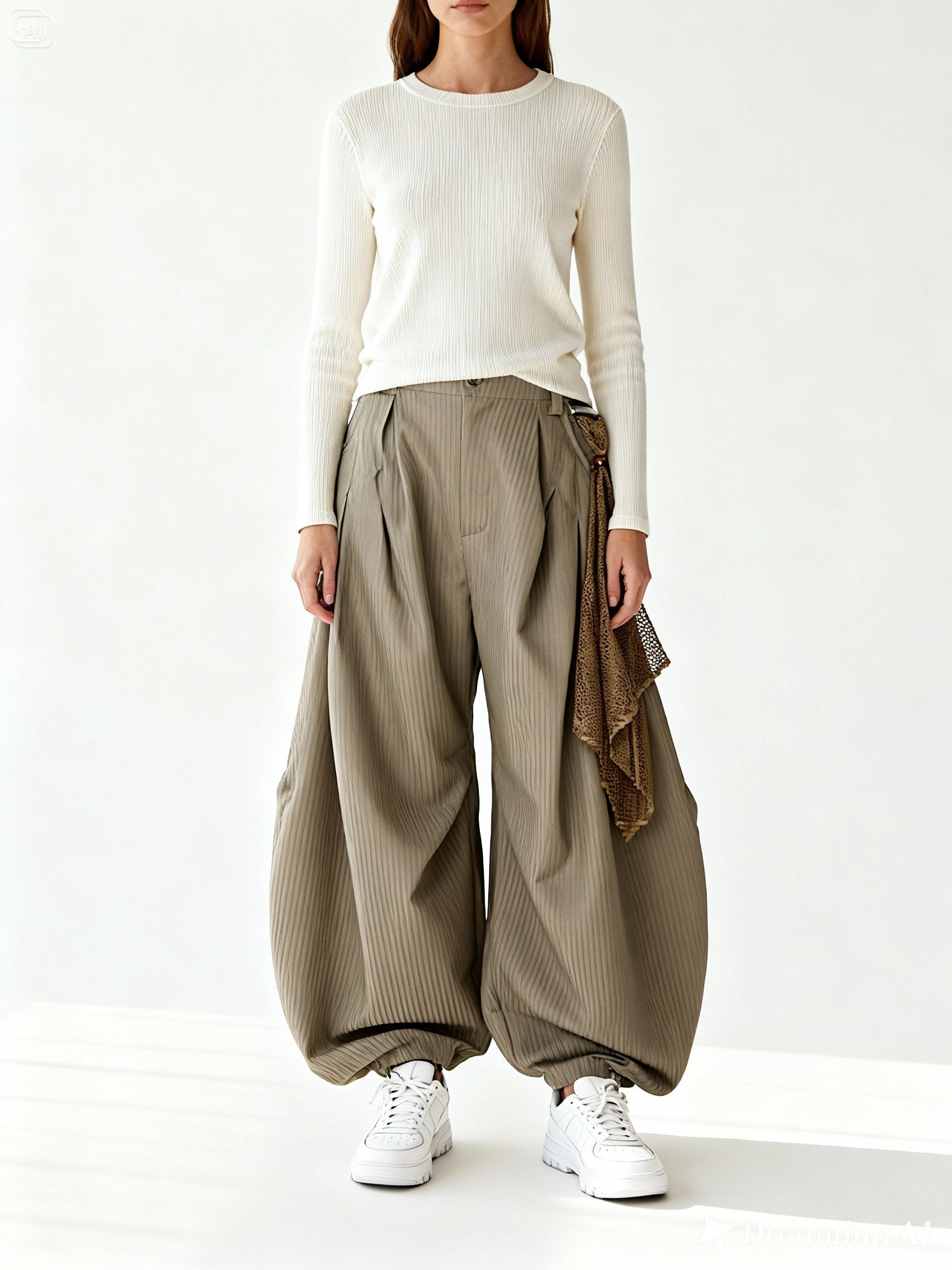 Pantalon large RELABEL porté, silhouette unisexe