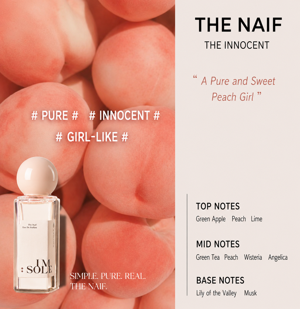 Eau de parfum verre transparent IMSOLE rose nude en verre, vue de détail