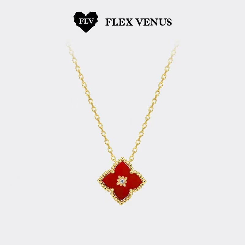 FLV Collier rouge Vermillon Or K
