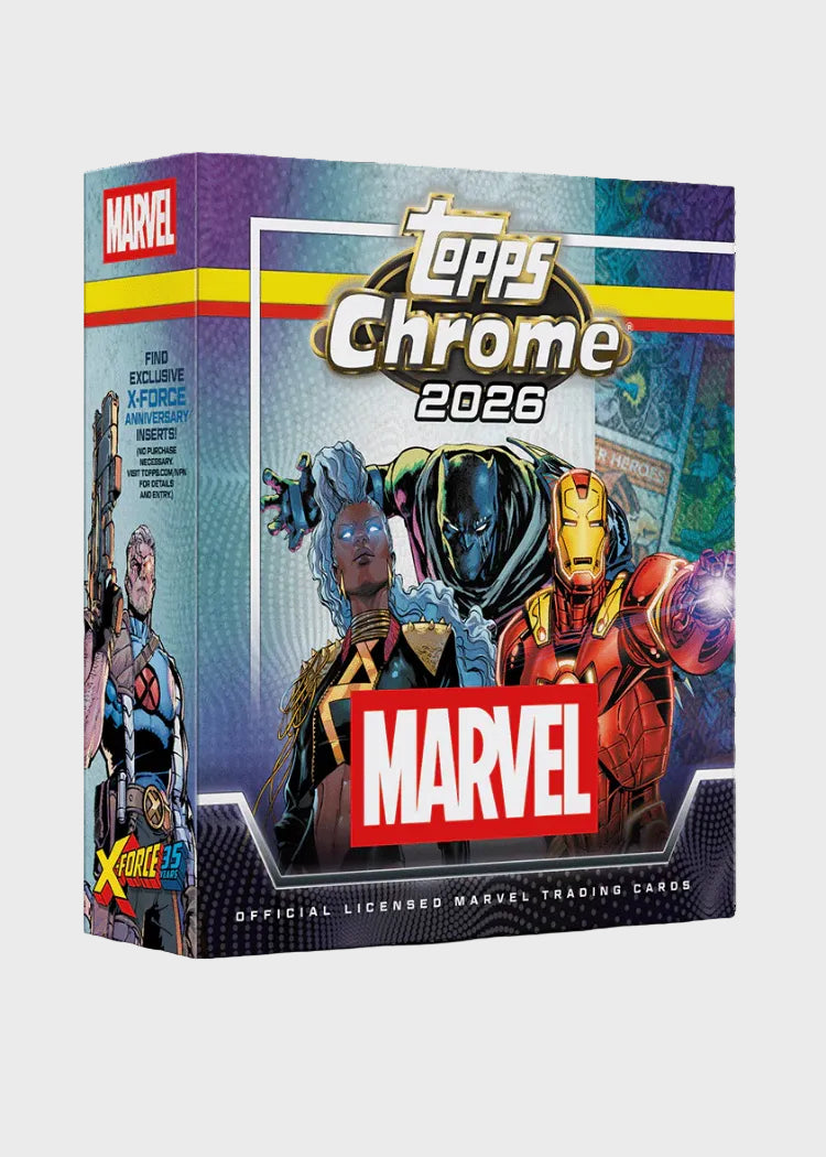 Mega Box Chrome Topps Marvel Comics 2026, vue de face