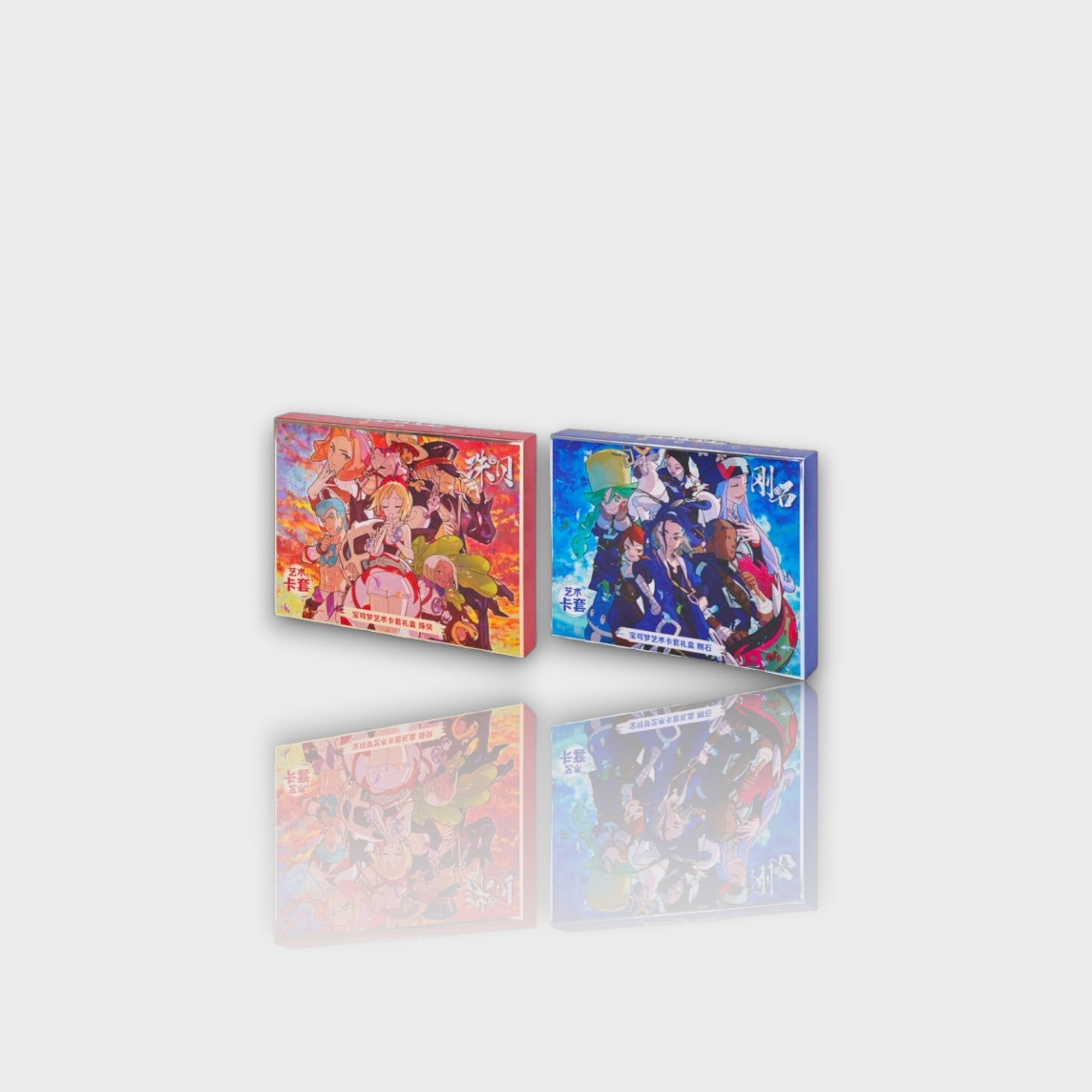 Pokémon Zamazenta Radiant Energy Collection Box contenu détaillé avec 2 cartes promo dresseurs chinois 2 packs boosters chinois 交流赛场 sleeves florales roses et sleeves holographiques Pokémon Sword & Shield, vue d'ensemble
