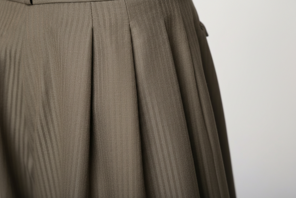 RELABEL – Pantalon ample à rayures jacquard et plis architecturaux