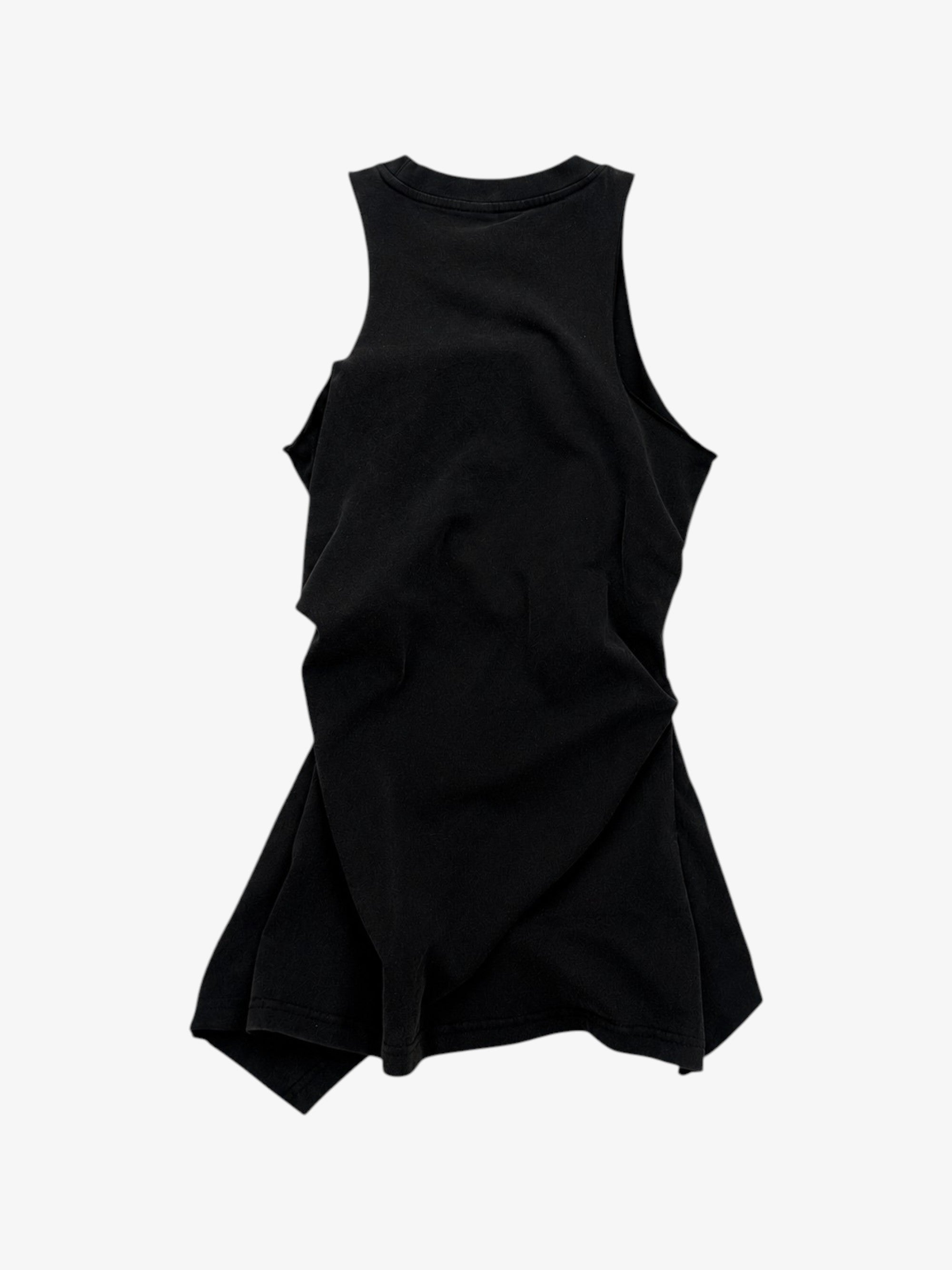 Robe débardeur asymétrique avec zip sans marque noire en coton, vue de dos