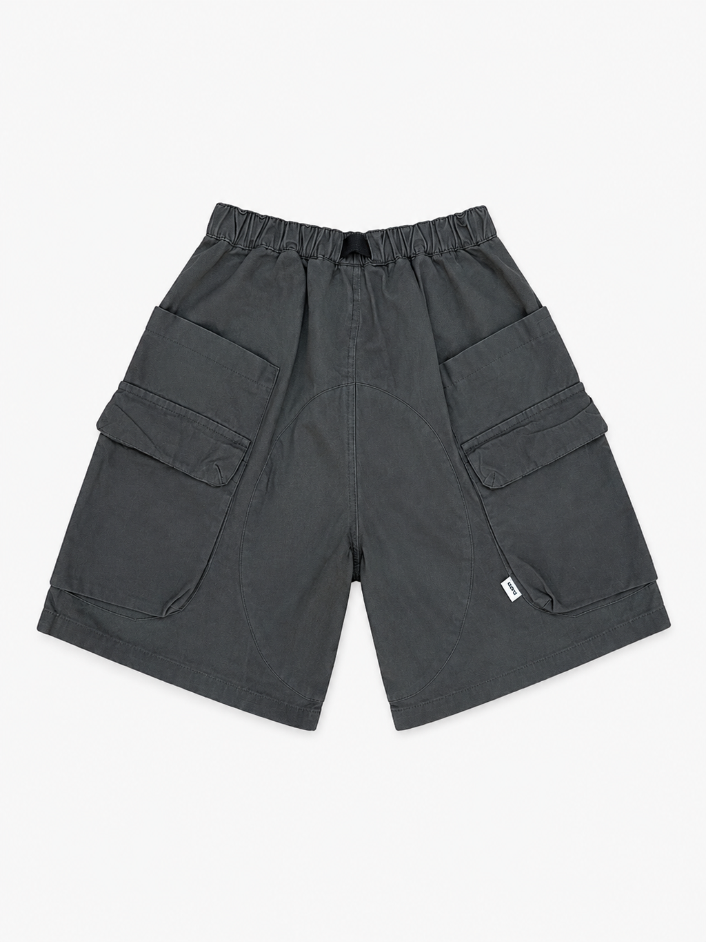 Short cargo poches zippées ceinture clip Inkots gris anthracite en nylon, vue de dos