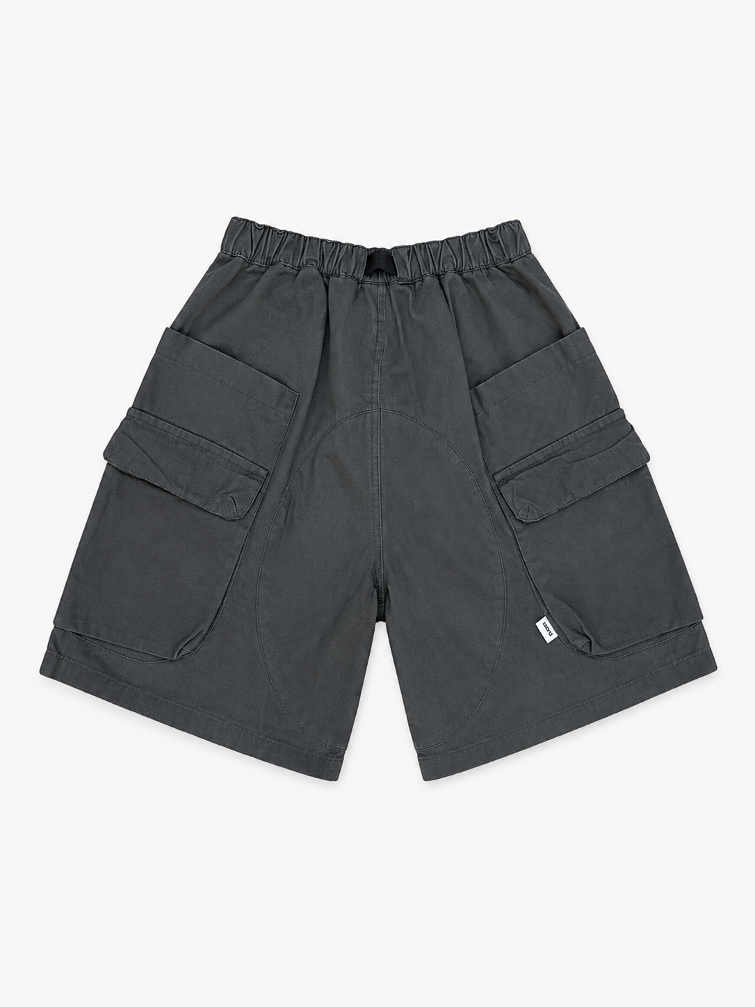 Short cargo poches zippées ceinture clip Inkots gris anthracite en nylon, vue de dos