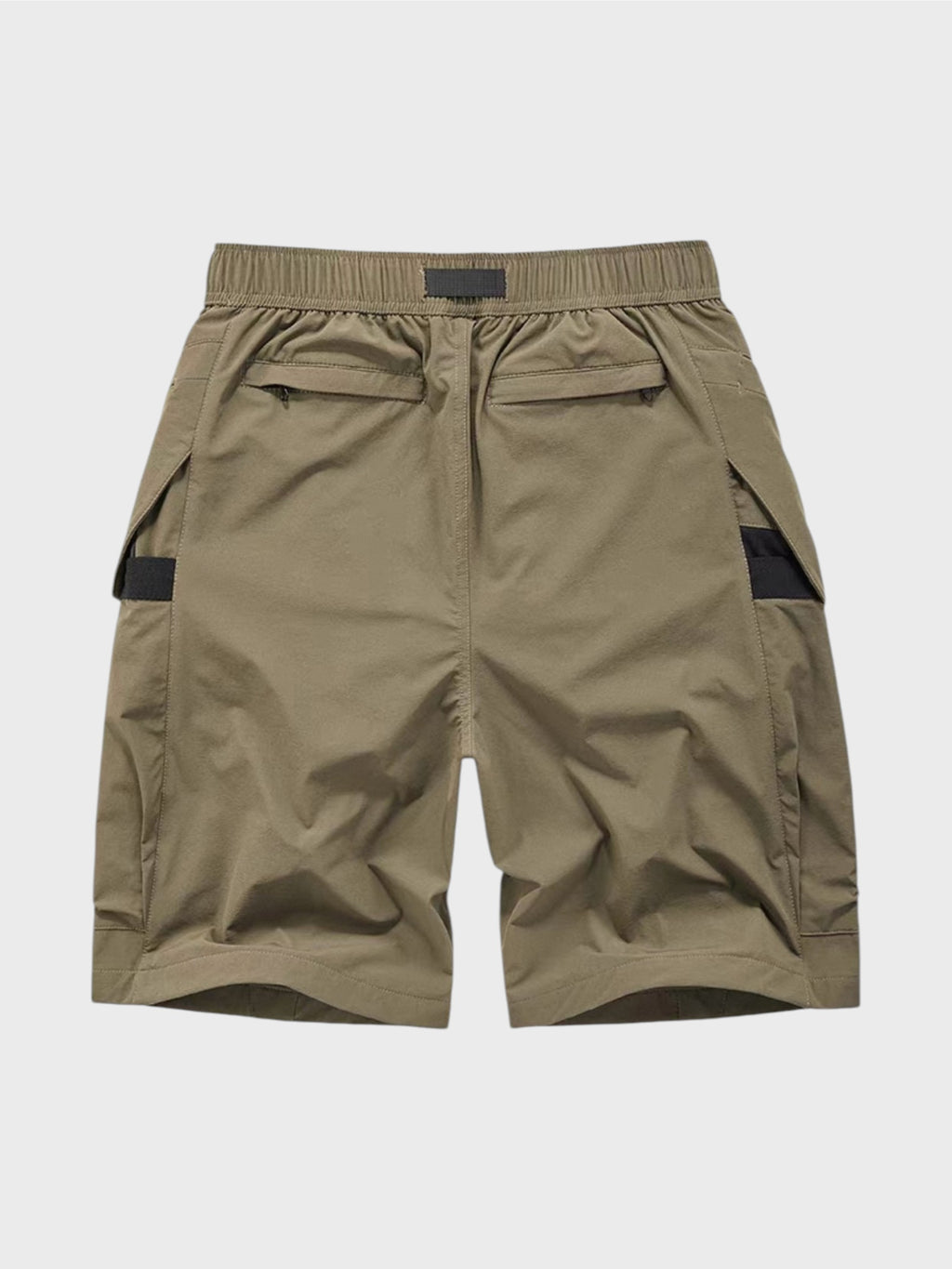 Short cargo tactique ceinture clip VIP kaki en nylon, vue de dos