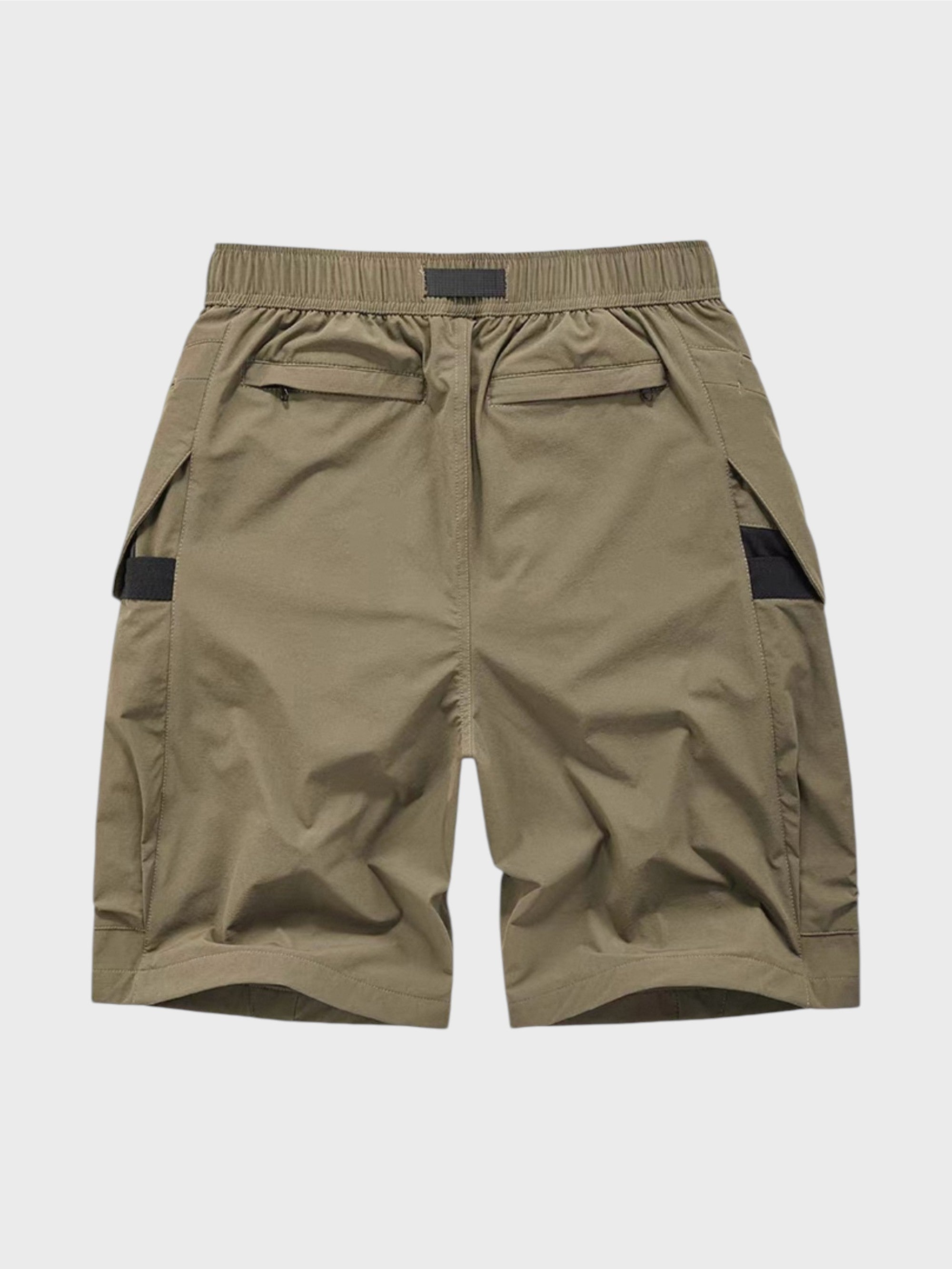 Short cargo tactique ceinture clip VIP kaki en nylon, vue de dos