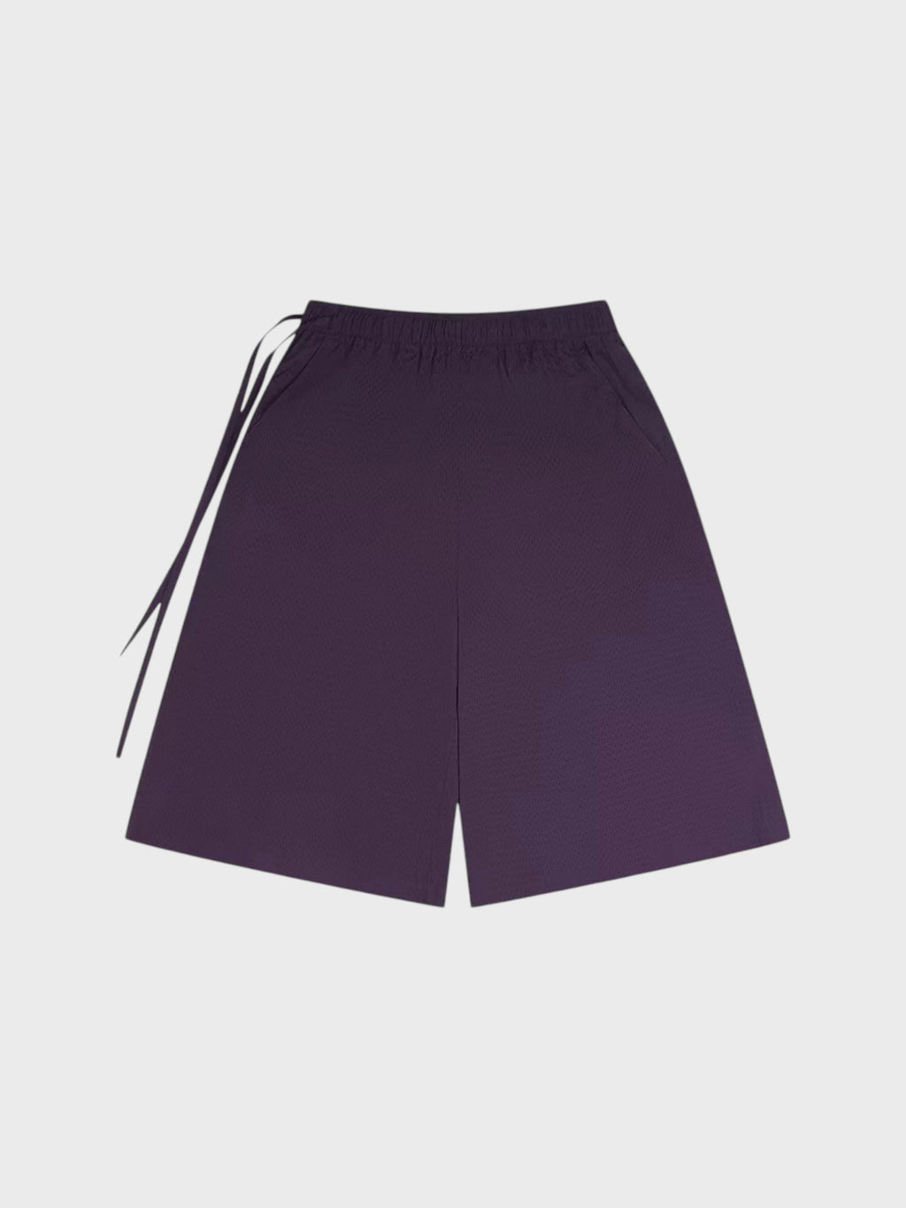 Short large plissé cordons latéraux STR CHEN violet en tissu, vue à plat