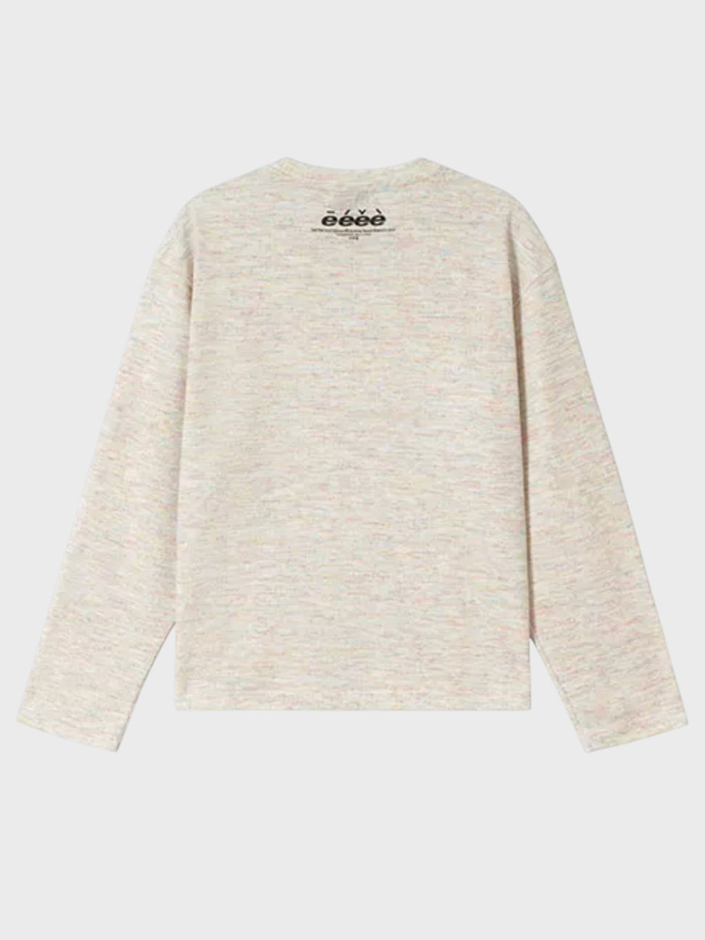 Sweat manches longues eeee Artmonster crème chiné, vue de dos avec logo eeee brodé au col
