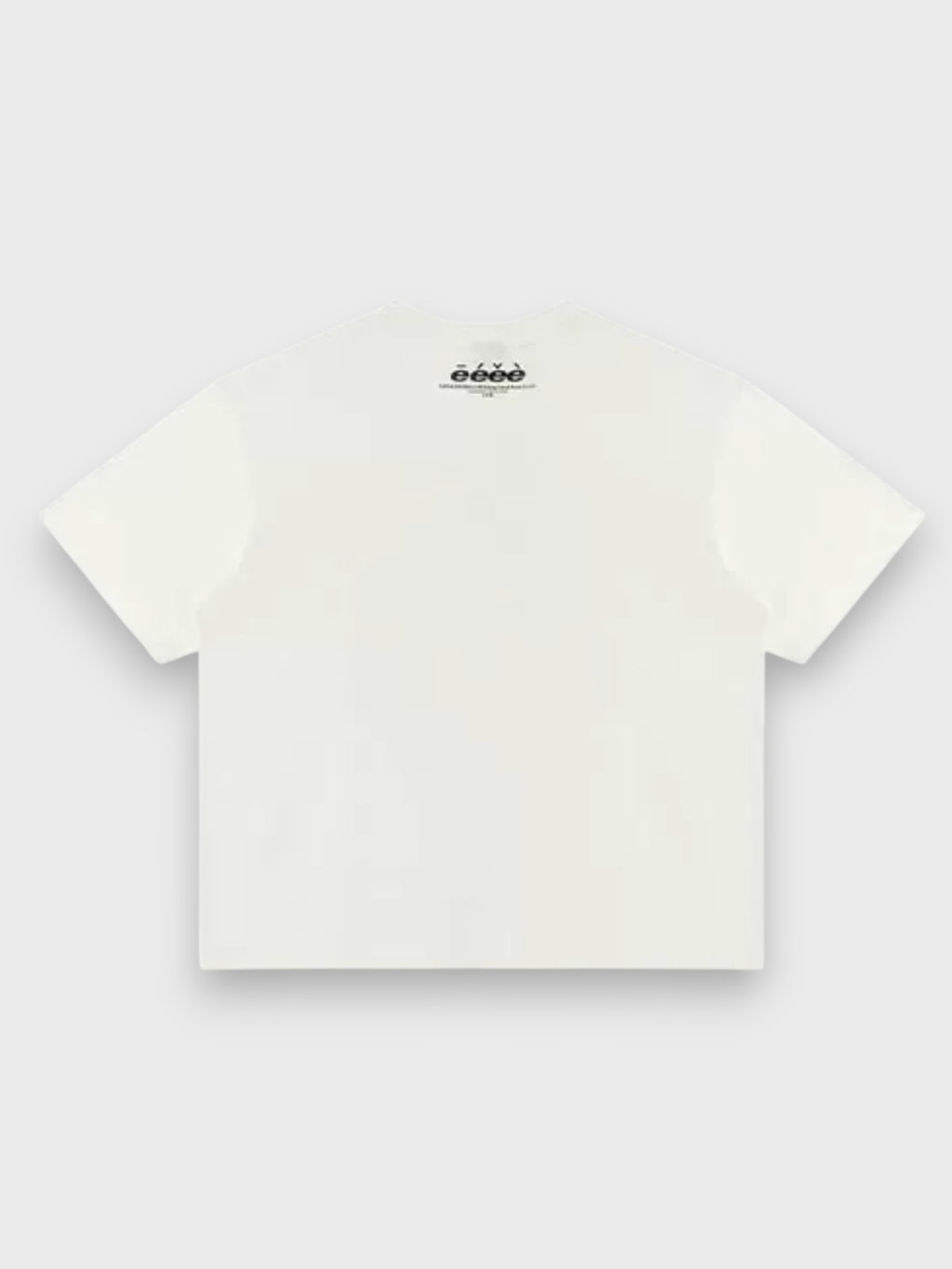 T-shirt manches courtes eeee Artmonster blanc, vue de dos avec logo eeee au col
