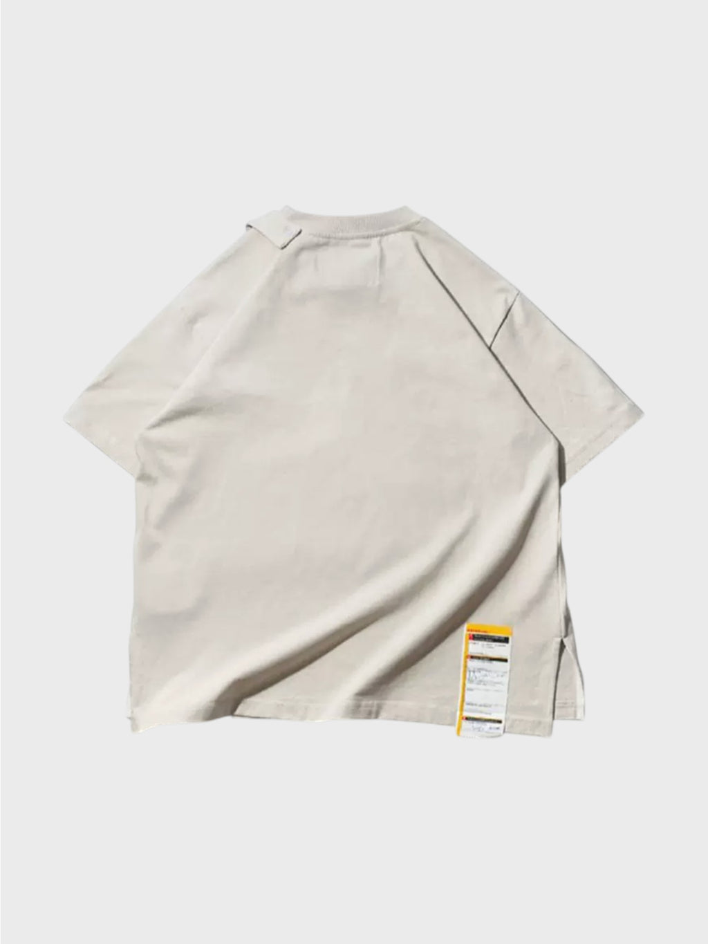 T-shirt oversize EAFINETAL. beige uni dos avec label tissu bas droit et coutures raglan épaules, vue de dos
