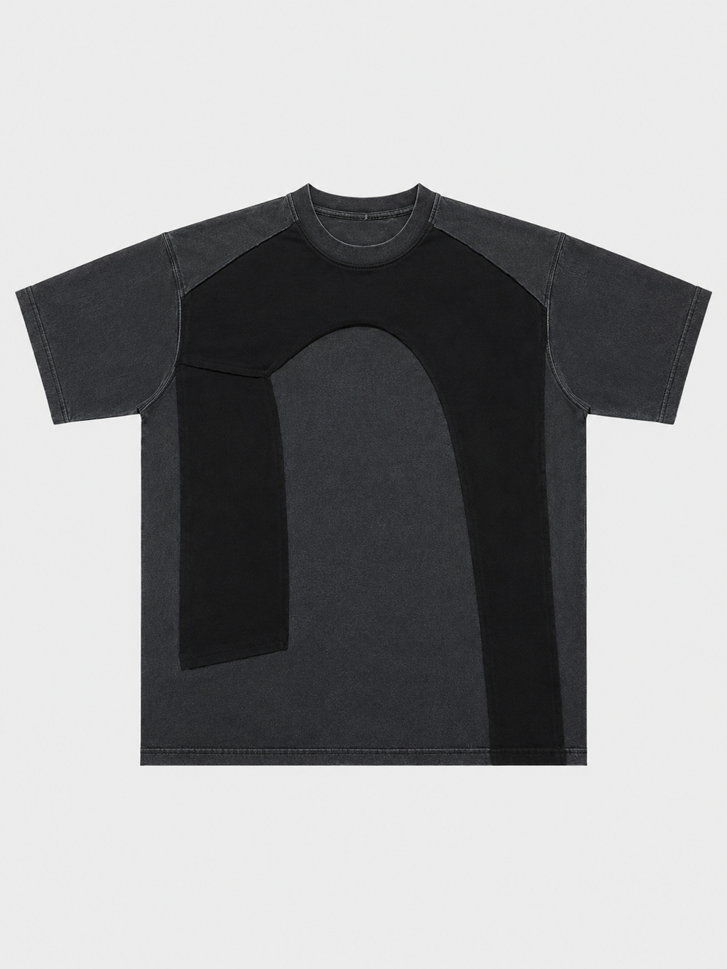 T-shirt patchwork bicolore Anocra noir gris en coton, vue de dos