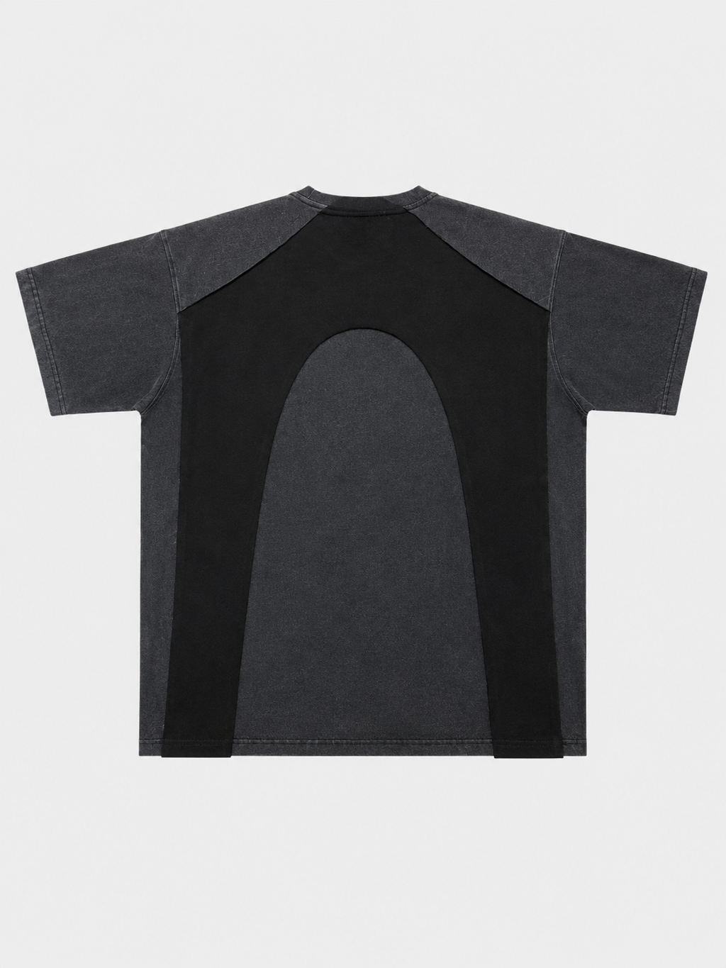 T-shirt patchwork bicolore Anocra noir gris en coton, vue de face