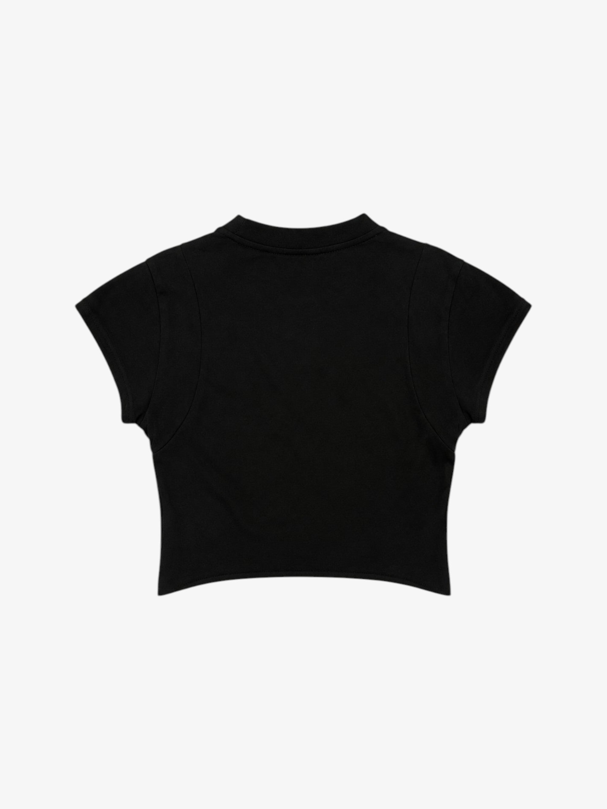 Top crop bicolore avec zip sans marque noir et gris en coton, vue de dos