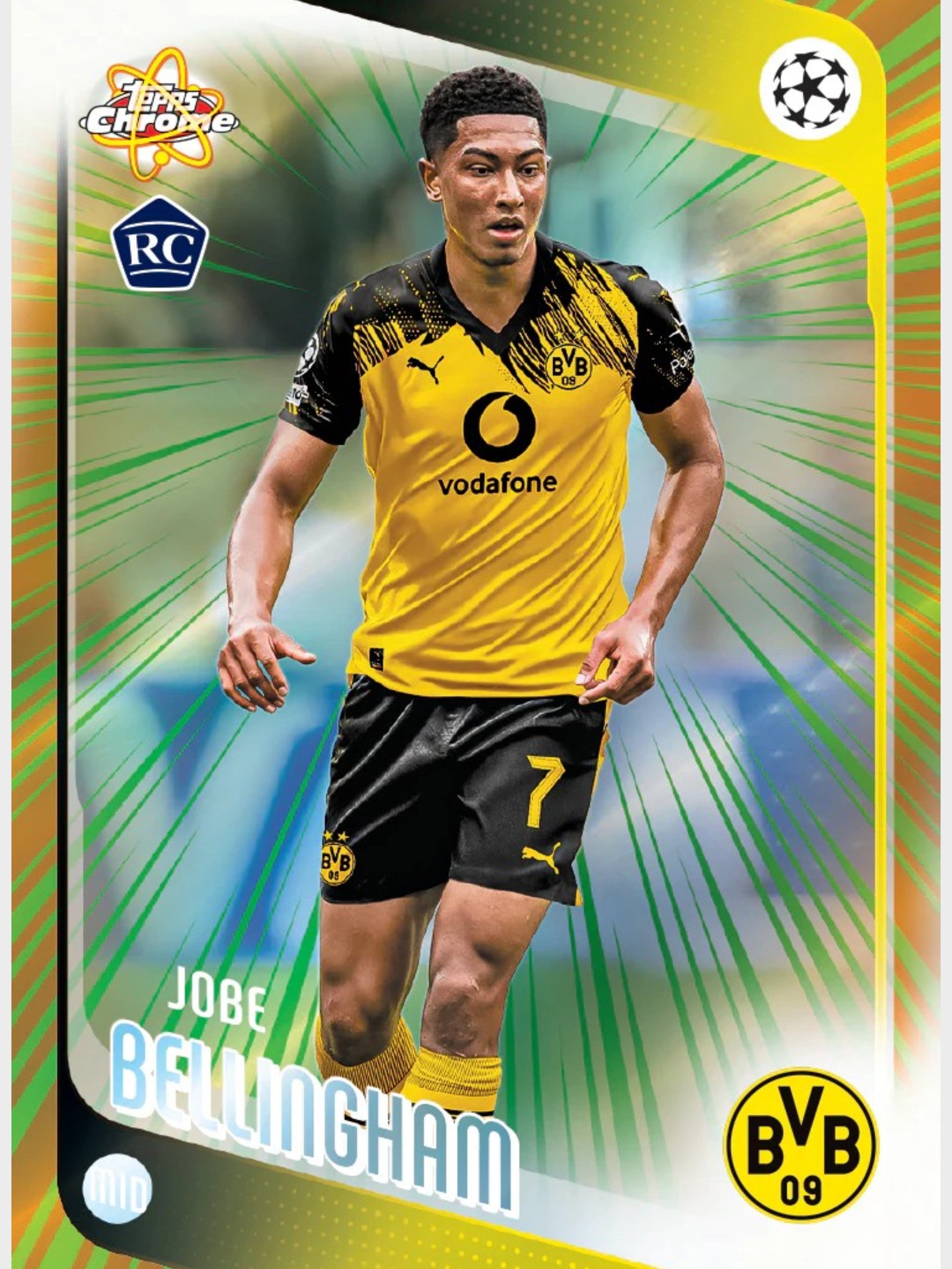 Topps Chrome UEFA Club Competitions 2025-26 - Carte rookie Jobe Bellingham, Borussia Dortmund, Champions League
