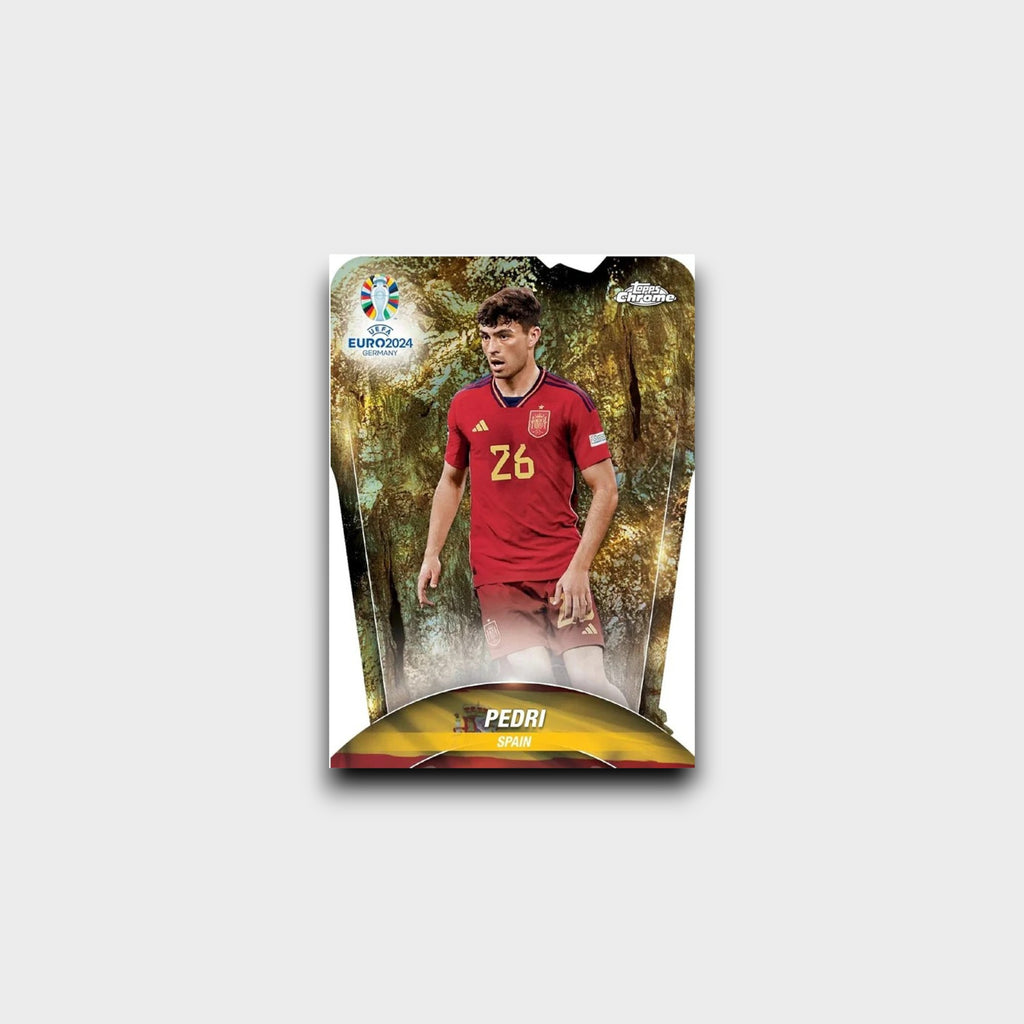 Topps Chrome UEFA Euro 2024 Germany carte Global Domination avec autographes certifiés Topps Cristiano Ronaldo Portugal Harry Kane Angleterre et Robert Lewandowski Pologne sur fond holographique globe terrestre, vue de face

