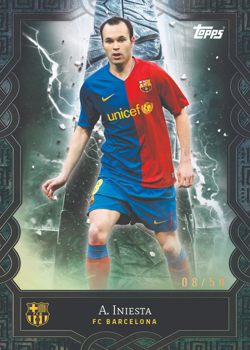 Iniesta Topps card – FC Barcelona black edition 08/50