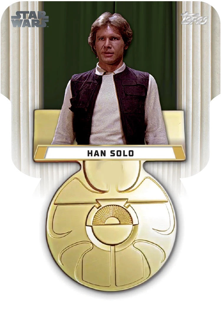 Topps Star Wars Meiyo 2025 carte double autographe authentique Chewbacca et Lando Calrissian, certifiée Star Wars Authentic Autographs, vue de face
