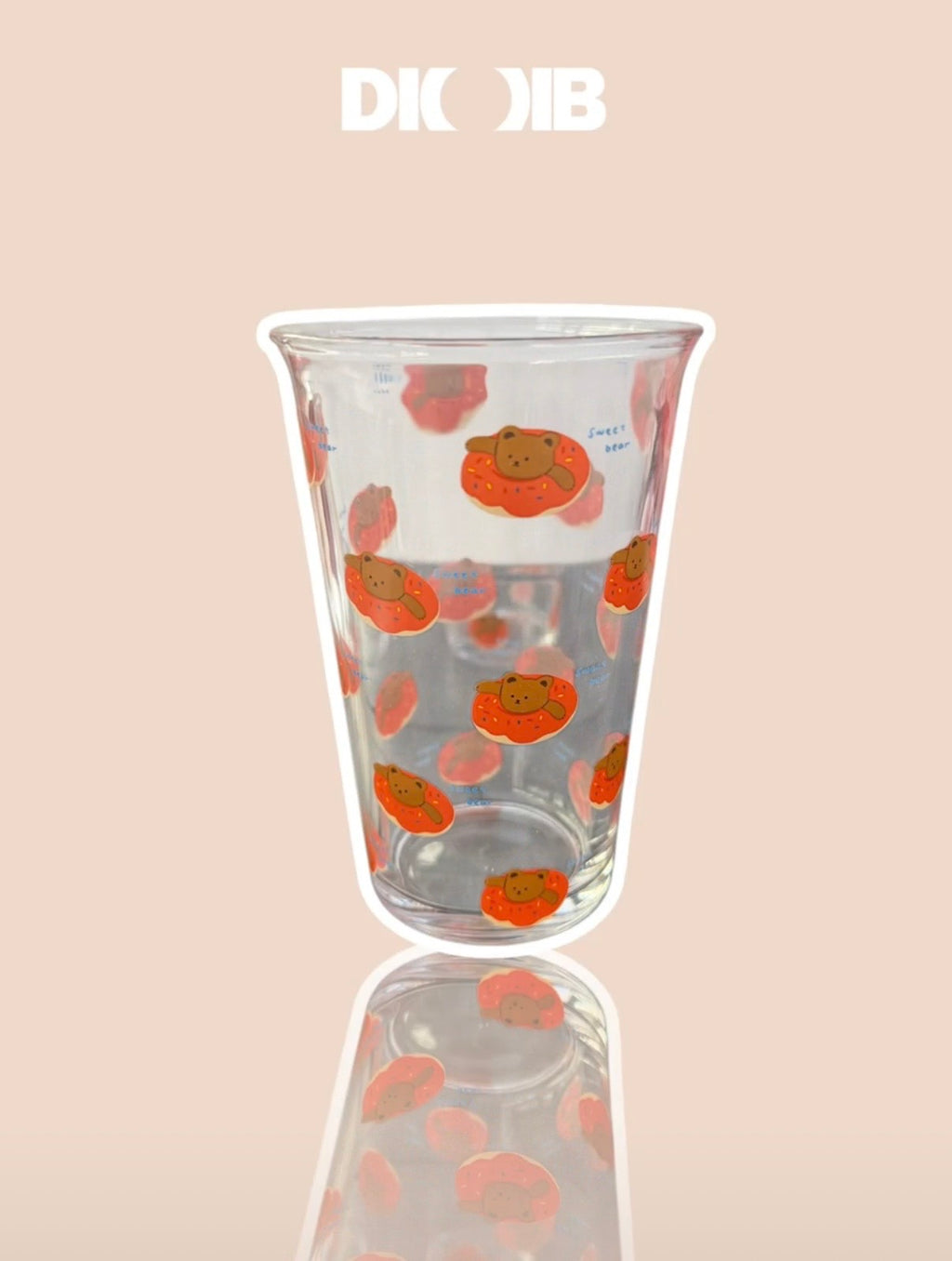 Verre motif ourson bouée orange DIOIB transparent en verre borosilicate, vue ambiance