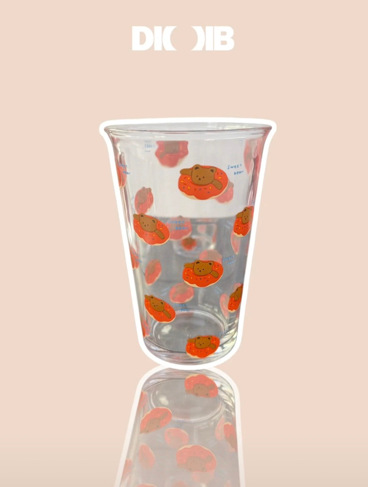 Verre motif ourson bouée orange DIOIB transparent en verre borosilicate, vue ambiance