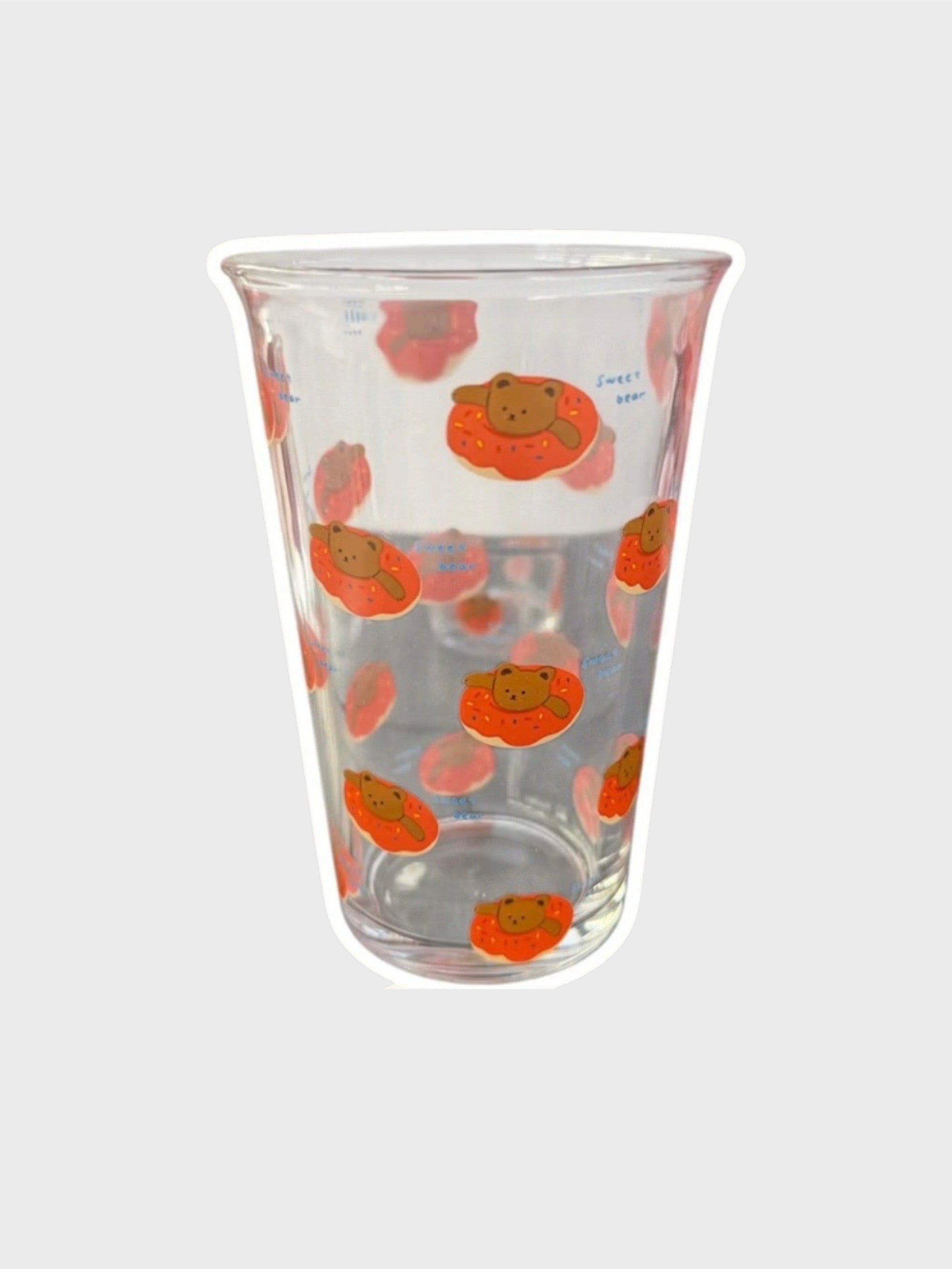 Verre motif ourson bouée orange DIOIB transparent en verre borosilicate, vue de face