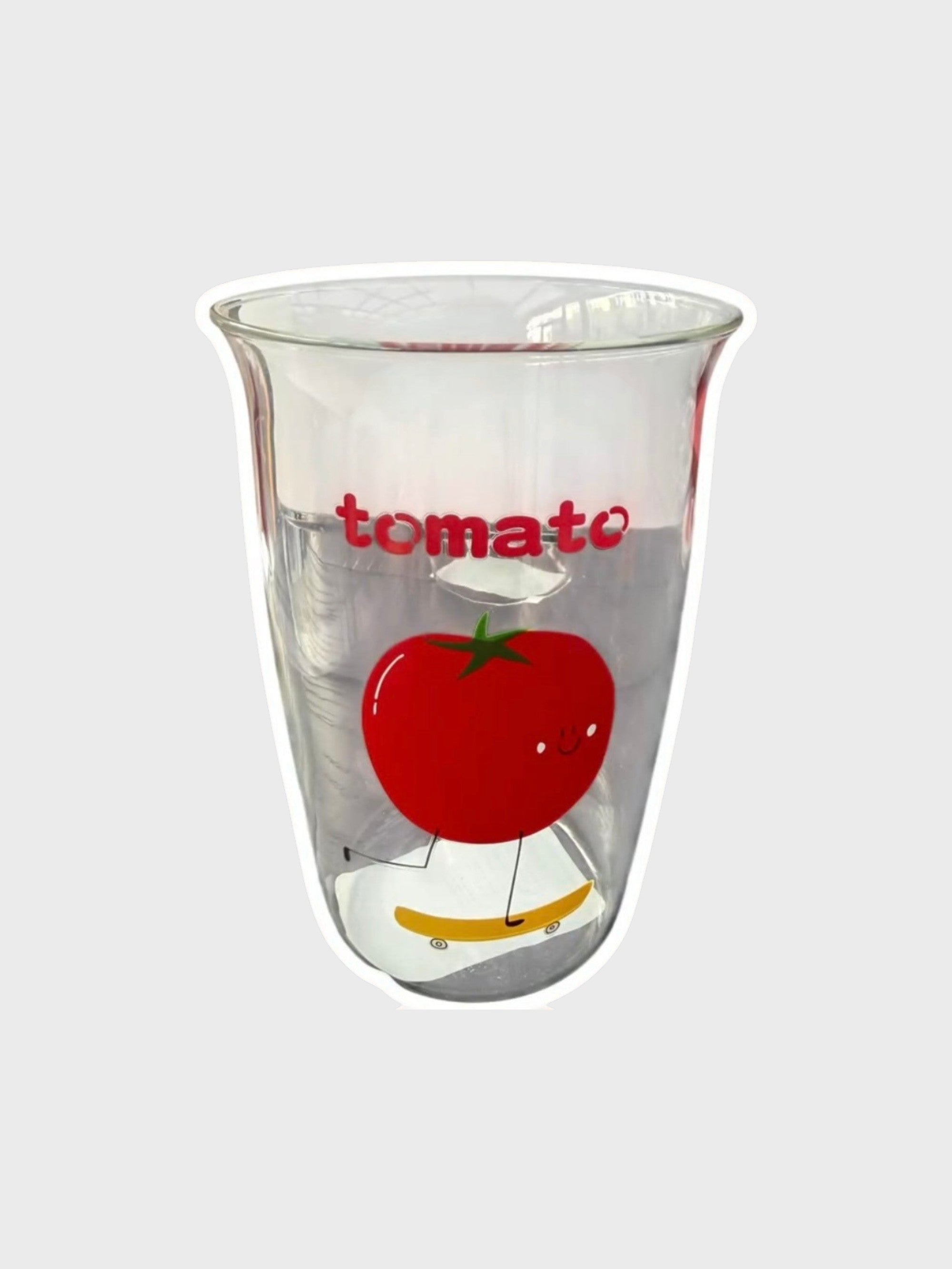 Verre motif tomate DIOIB transparent en verre borosilicate, vue de face